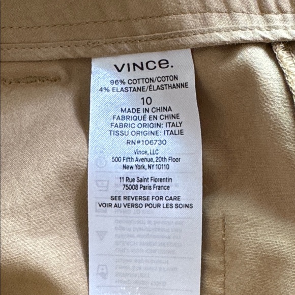 Vince Seam Front Cotton Straight Leg‎ Pants Tan Size 10 High Rise - Picture 13 of 15